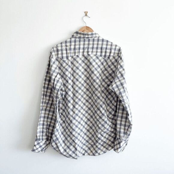 Roper Men's Western Snap Up Shirt Casual Plaid Blue Large - Picture 2 of 9